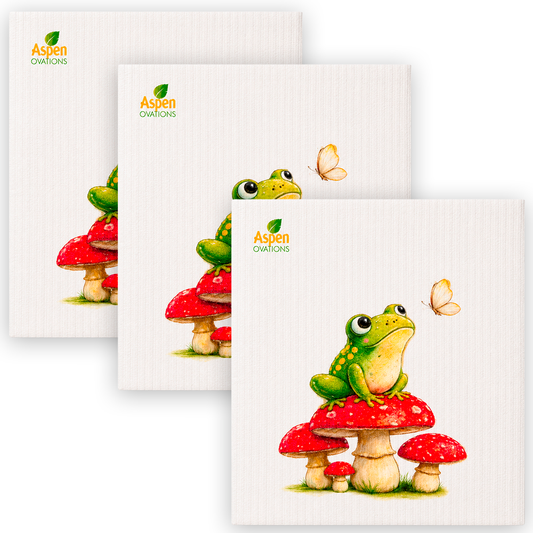Frog Mushroom Swedish Dishcloth | Cottagecore Kitchen Decor | Reusable eco cloths