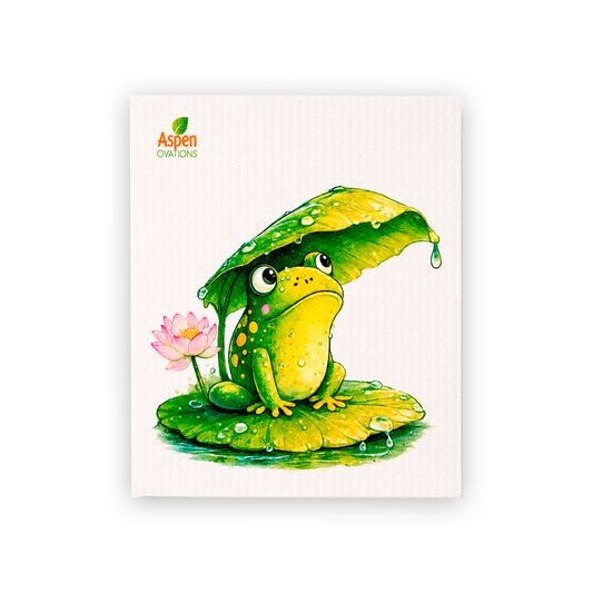Cute Frog single Swedish Dishcloth | Lily Pad Kitchen Decor | Cottagecore Eco Cloth