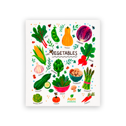 Fresh Veggies set of 3Swedish Dishcloth | Farm Fresh Kitchen Decor | Reusable ECO Cloth