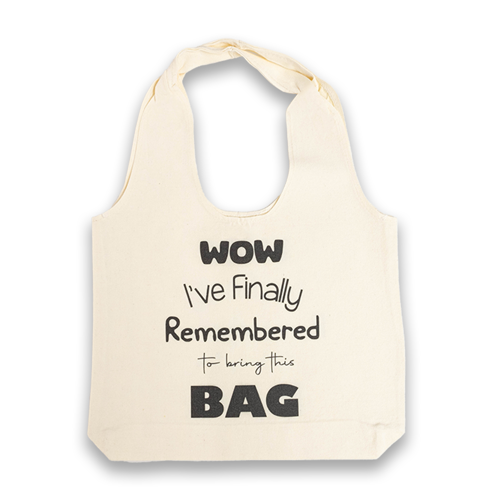 Eco-Friendly Canvas Tote Bag Reusable Shopping WOW-remembered to bring this bag