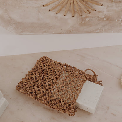 Handmade Natural Fiber Body Scrubber – Eco-Friendly Exfoliating Soap Brown Saver Pouch, Sustainable Shower & Bath Sponge (Copy)