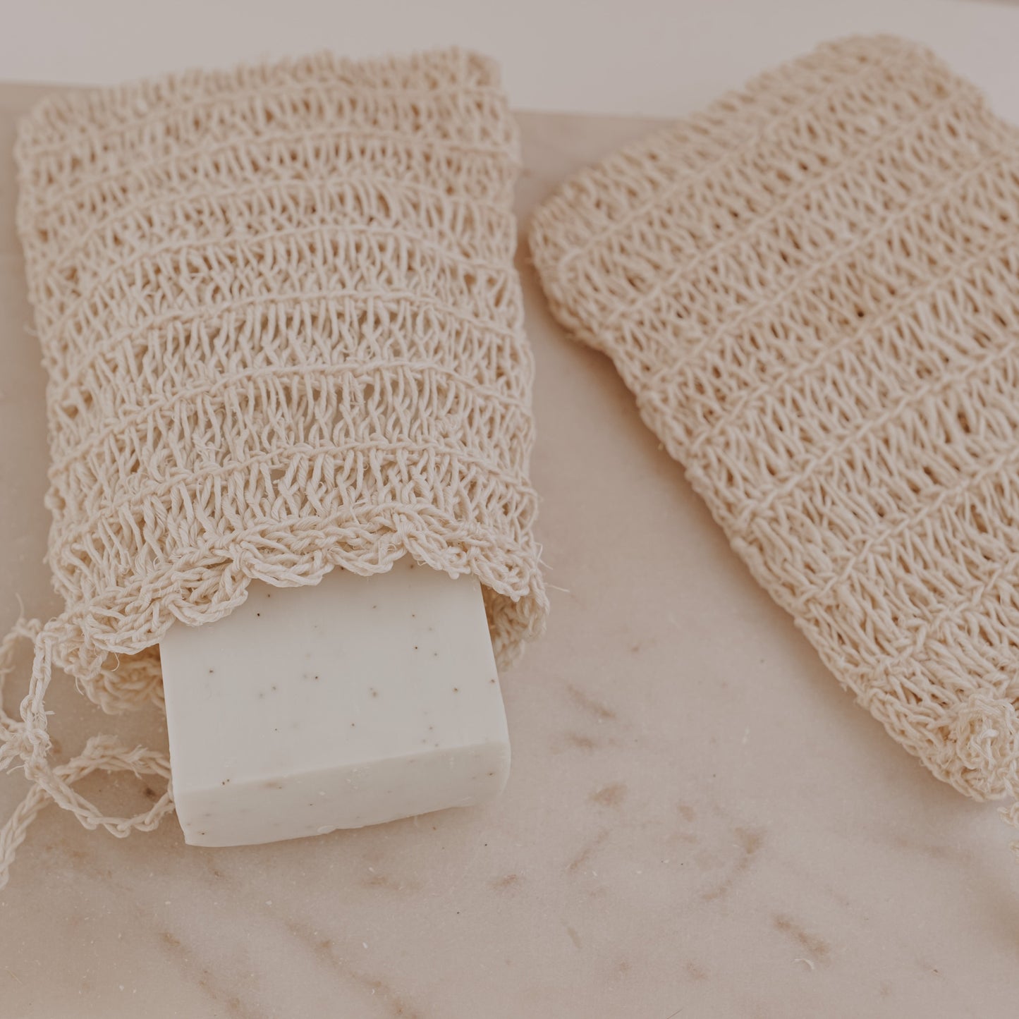 Handmade Natural Fiber Body Scrubber – Eco-Friendly Exfoliating 2 Soap Saver Pouch, Sustainable Shower & Bath Sponge
