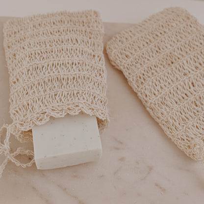 Handmade Natural Fiber Body Scrubber – Eco-Friendly Exfoliating 2 Soap Saver Pouch, Sustainable Shower & Bath Sponge