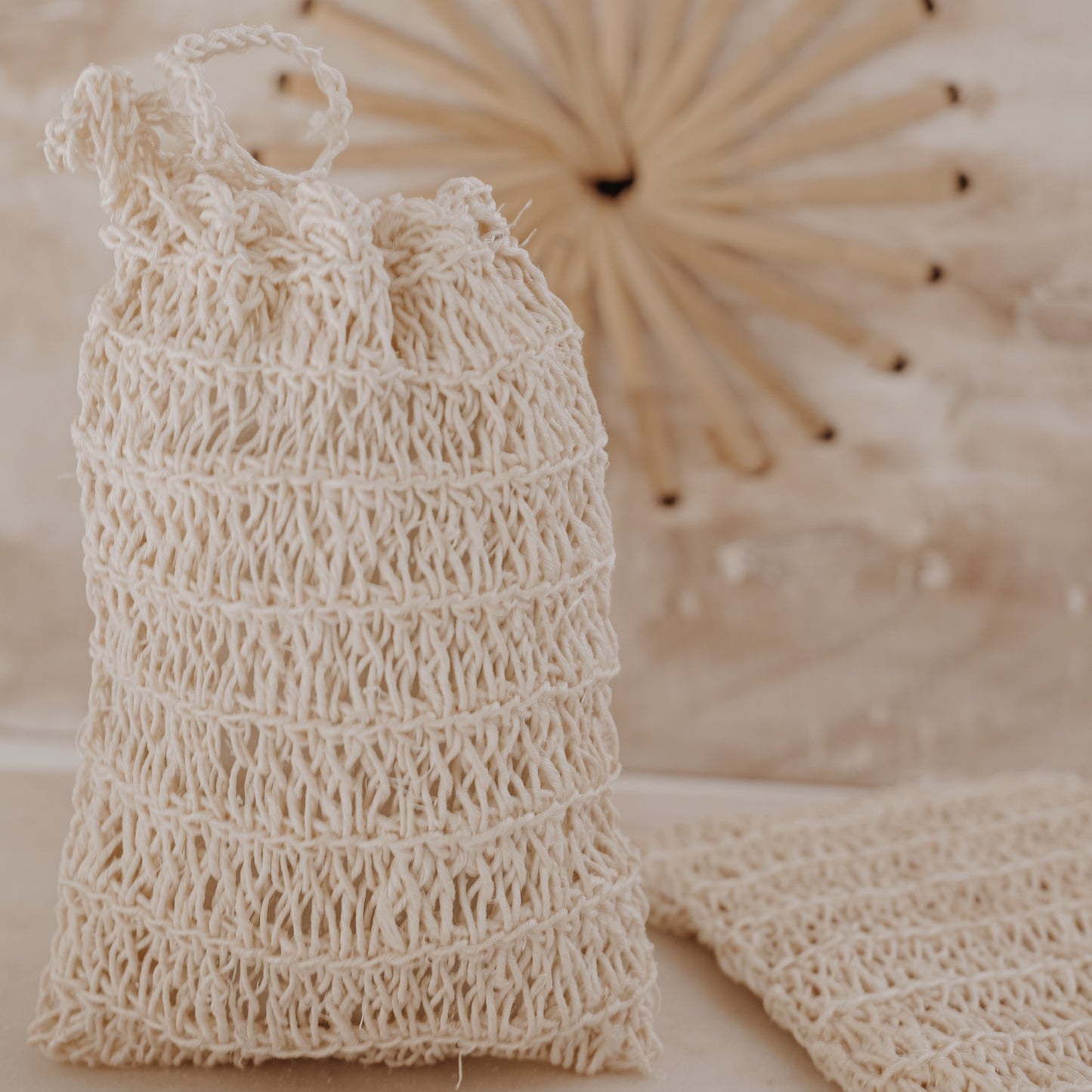 Handmade Natural Fiber Body Scrubber – Eco-Friendly Exfoliating 2 Soap Saver Pouch, Sustainable Shower & Bath Sponge