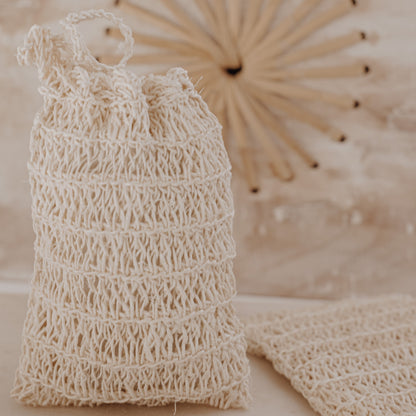 Handmade Natural Fiber Body Scrubber – Eco-Friendly Exfoliating 2 Soap Saver Pouch, Sustainable Shower & Bath Sponge