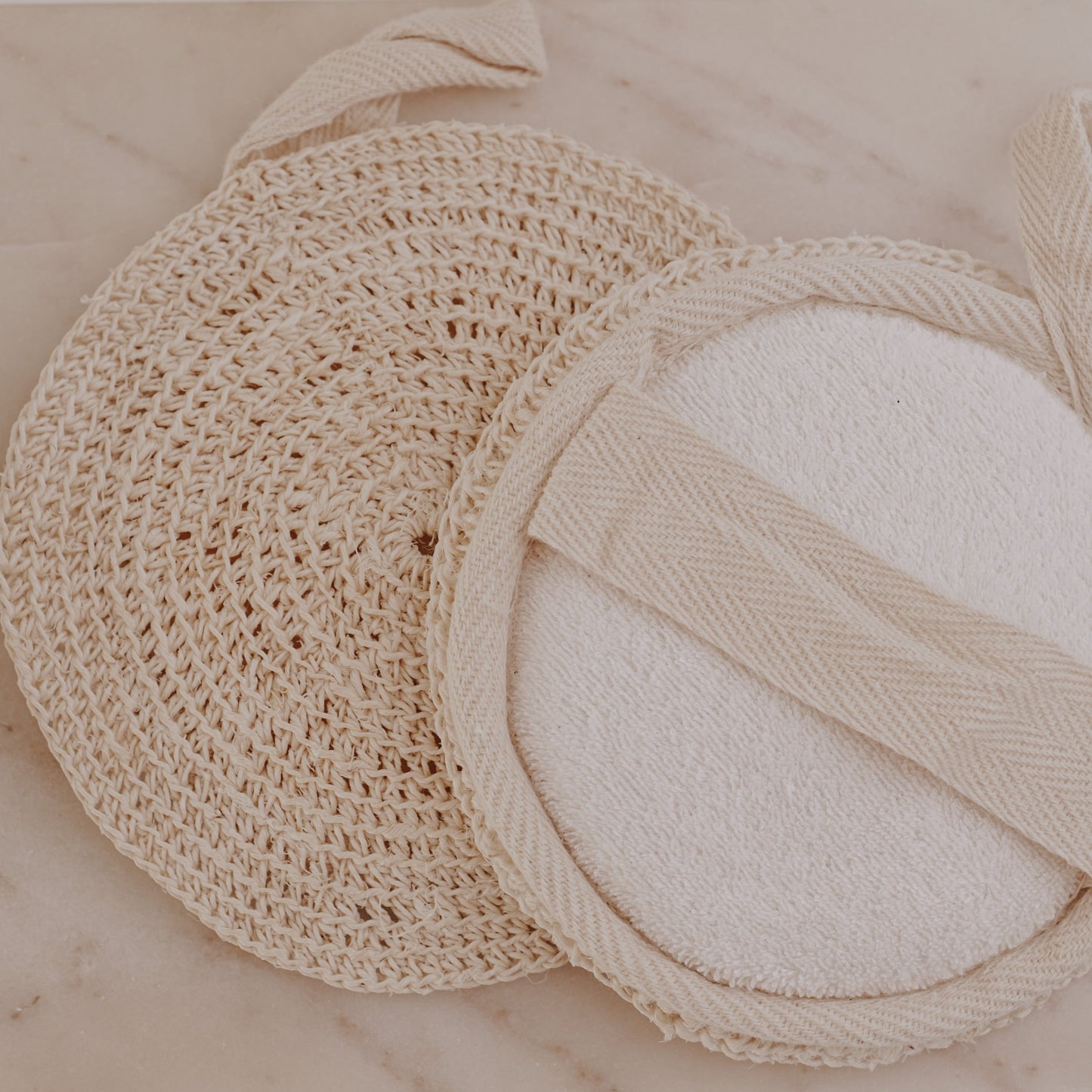 Eco-Friendly Body Scrubber with Towel – Natural Fiber Exfoliating Loofah Pad, Reusable Shower Sponge with Hand Strap