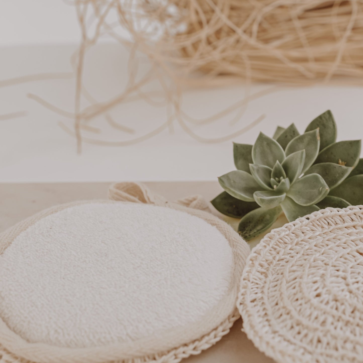 Eco-Friendly Facial Scrubber Pad – Natural Fiber  Face Exfoliating round Sponge with Soft Towel Back, Reusable Gentle Face Cleanser